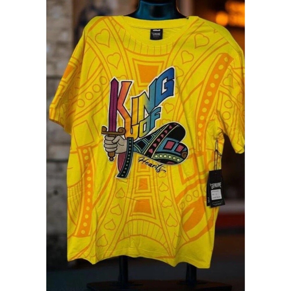Genuine Authentic King of Hearts Yellow Graphic T-Shirt Mens XL NWT